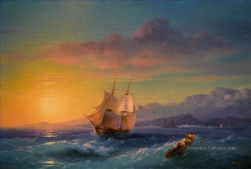 Ivan Aivazovsky œuvres - IVAN KONSTANTINOVICH AIVAZOVSKY Navire au coucher du soleil au large de Cap Martin